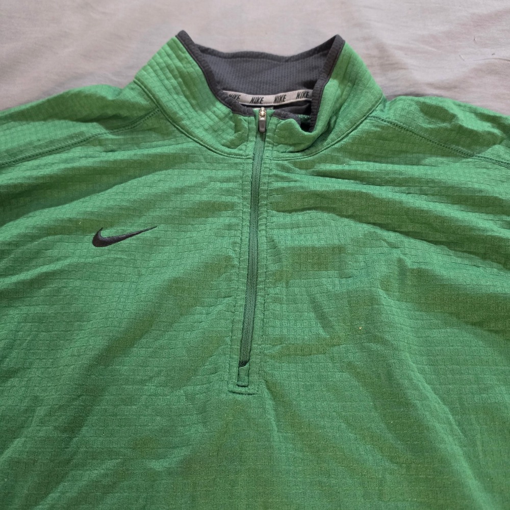 Nike Golf Dri-FIT Mens XXL Green Waffle Knit Quarter Zip Pullover Training Top